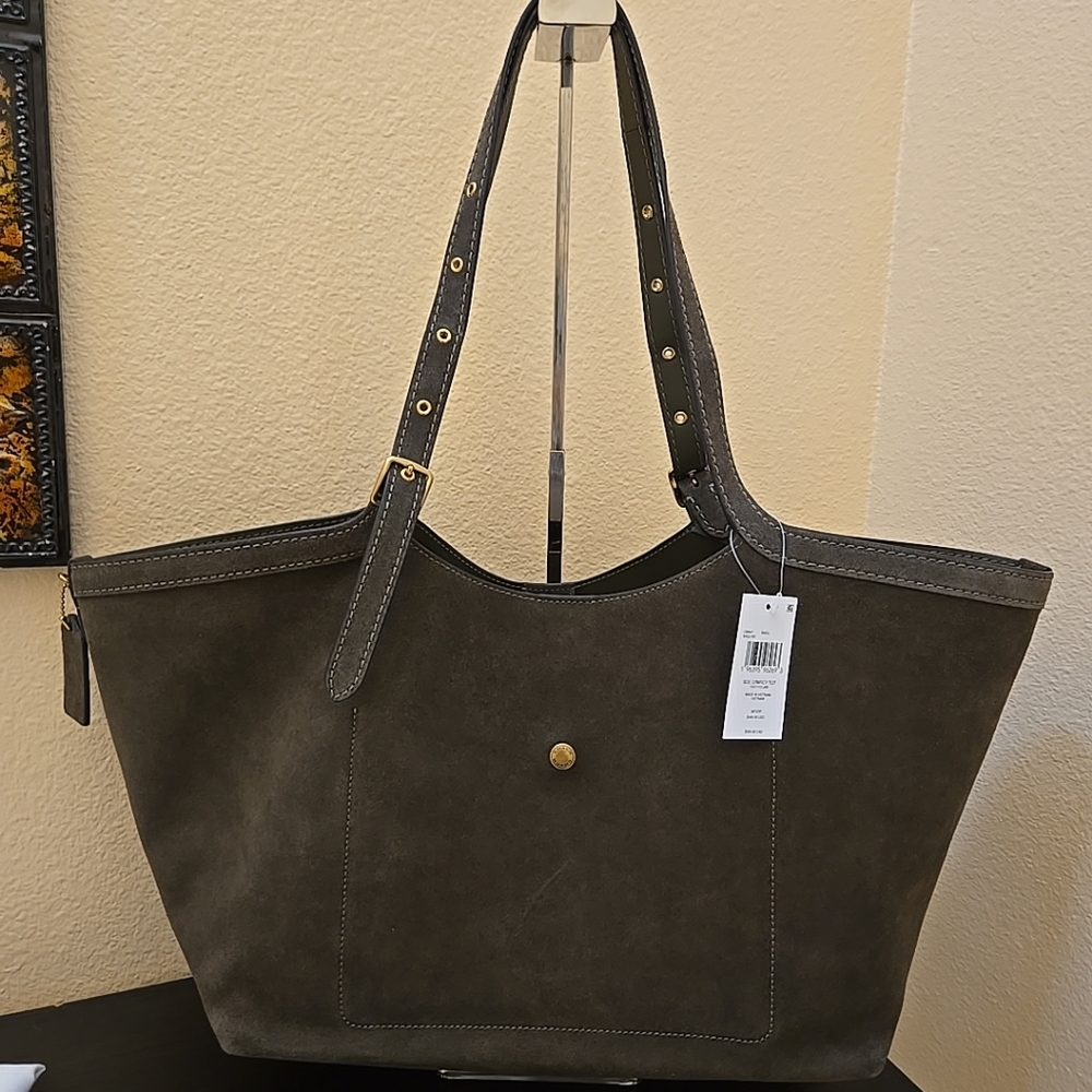 Coach Suede Gramercy Buckle Detail Oversized Slouchy Tote Bag - Picture 10 of 14